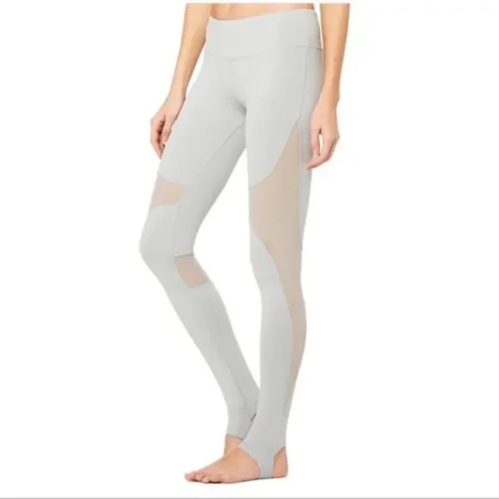 Alo Yoga Coast Stirrup Yoga Leggings Light Grey NWT XS Mixed Material, Athletic